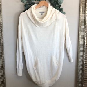 Cream Cowl Neck Sweater with Pockets